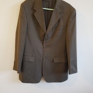 Elegant Brown Striped Men's Blazer